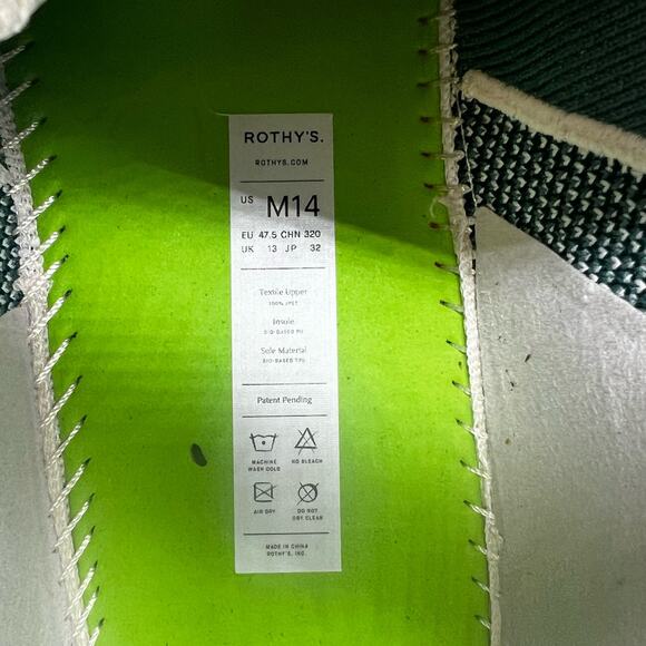 Rothy’s The RS01‎ Sneaker in Green Men’s Size 14 main image 5